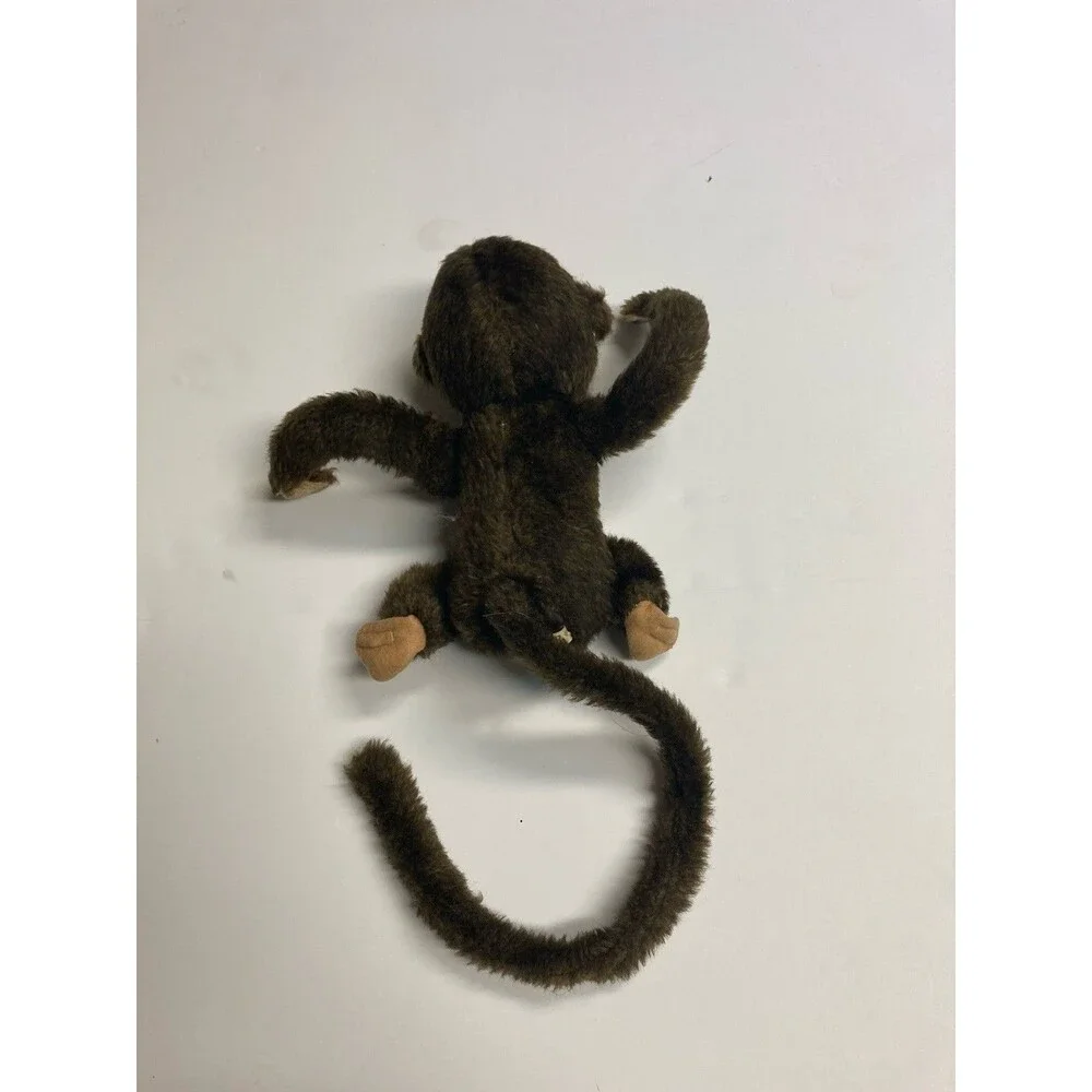 Vintage Small Brown, White & Beige Monkey Plush Stuffed Animal Long Tail
